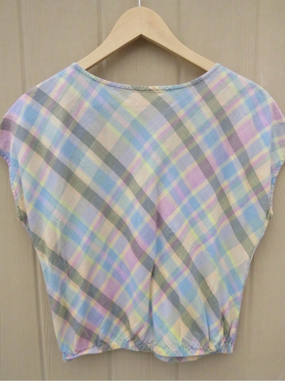 Vintage Agile Plaid Short Sleeve Blouse S